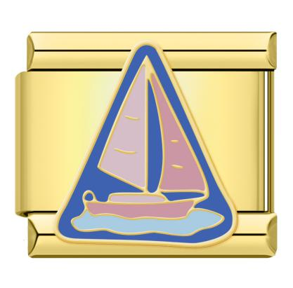 Gold Pink and Blue Sailboat