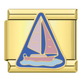 Gold Pink and Blue Sailboat