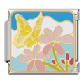 Silver Dragonfly and Flowers