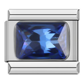 Silver Deep Blue Rectangle Bling