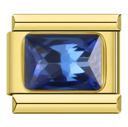 Gold Dark Blue Rectangle Bling / Stone