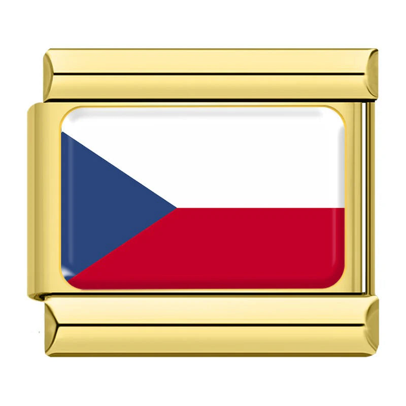 Gold Czech Republic Flag
