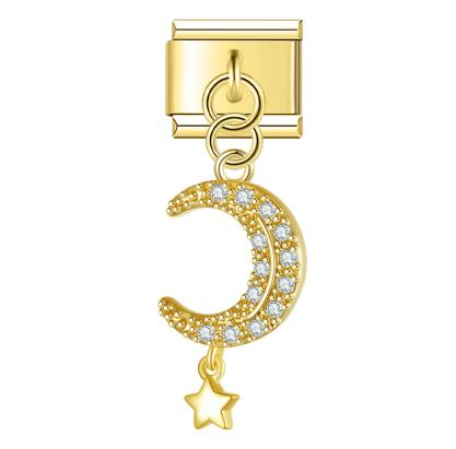 Gold Bling Moon and Star Pendant / Dangle