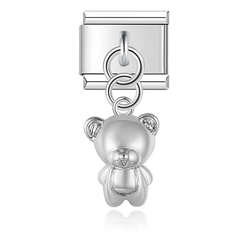 Silver Cute Teddy Bear Pendant / Dangle