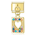Gold Colorful Bling Heart Pendant / Dangle