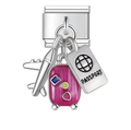 Silver Pink Passport Airplane Suitcase Pendant
