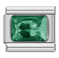 Silver Emerald Green Rectangle Bling