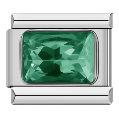 Silver Emerald Green Rectangle Bling