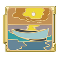 Gold Sunset Boat on the Water
