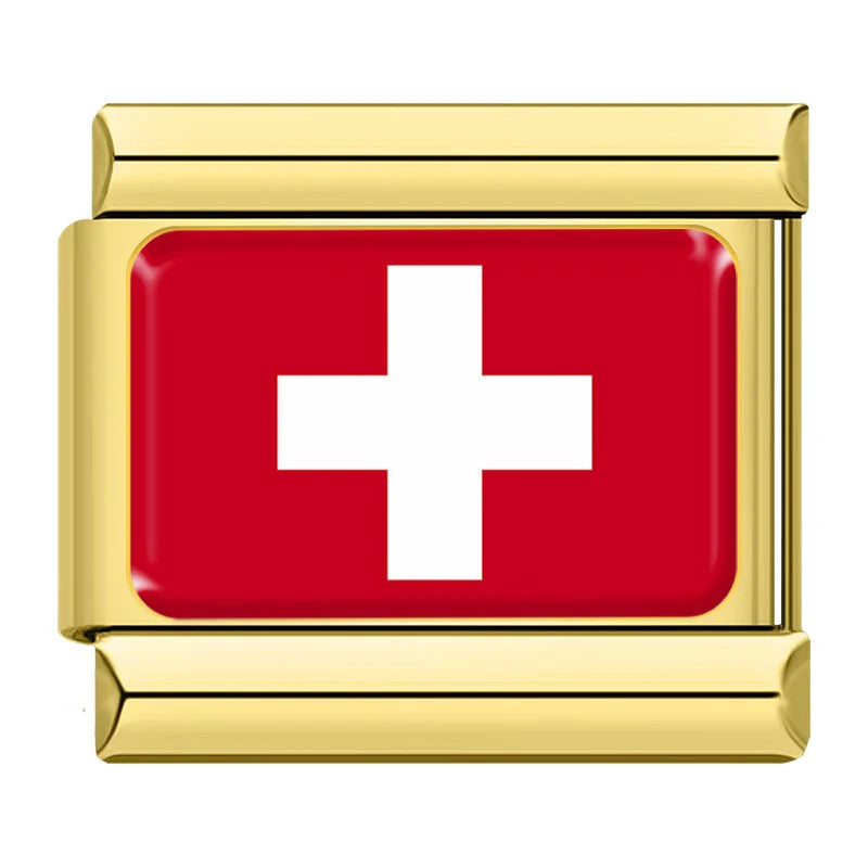 Gold Switzerland (Swiss) Flag