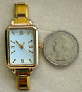 Gold Rectangle White Watch Face