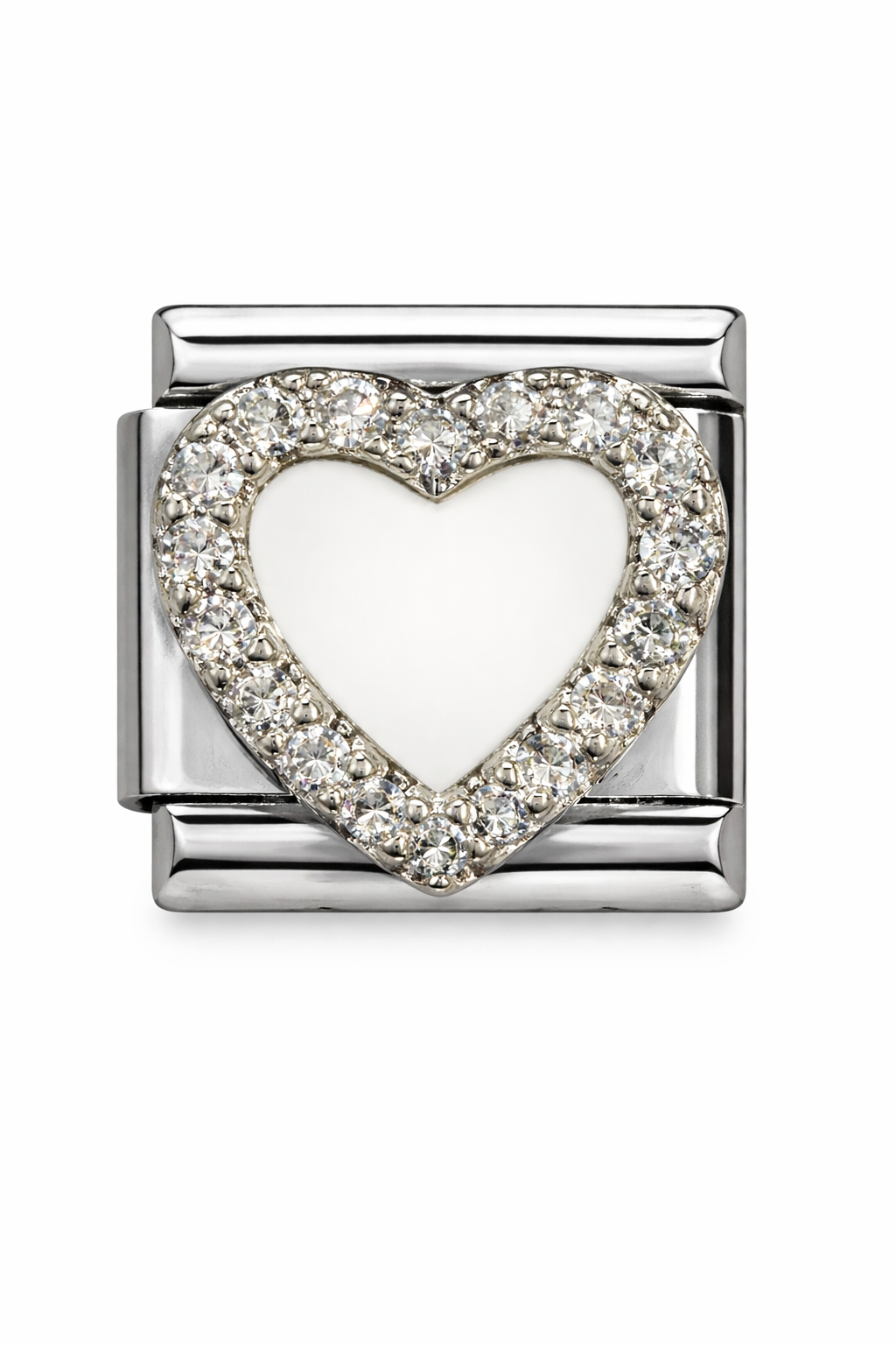 Silver Bling White Heart