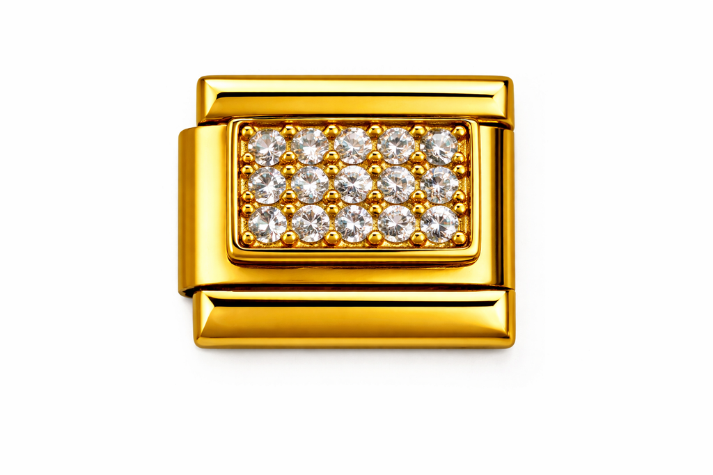 Gold Light Pink Bling Rectangle Design