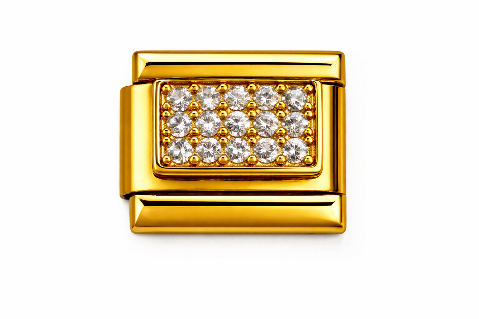 Gold Light Pink Bling Rectangle Design