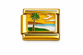 Gold Palm Trees Island Water