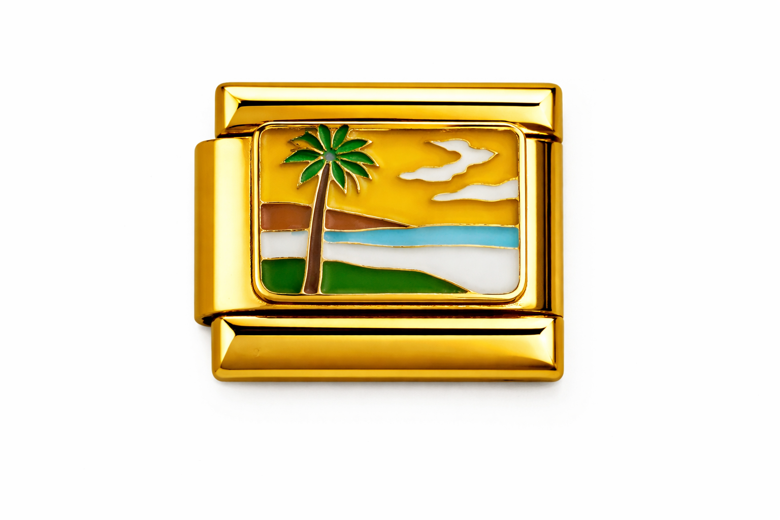 Gold Palm Trees Island Water