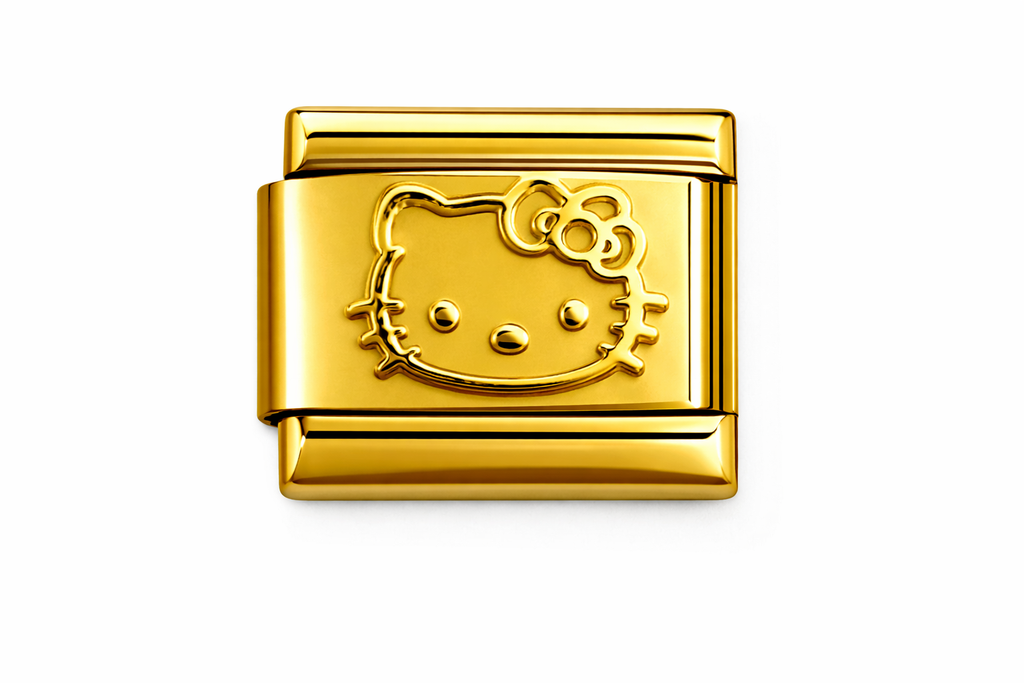 Gold Kitty Face Etched