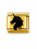 Gold Black Unicorn Silhouette