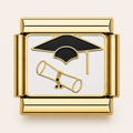Gold Graduation Cap and Diploma Italian Charm