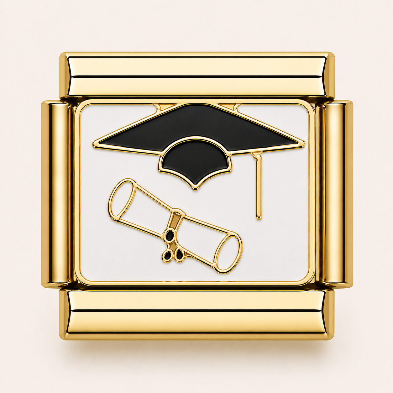 Gold Graduation Cap and Diploma Italian Charm
