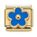 Gold  Blue Bling Flower