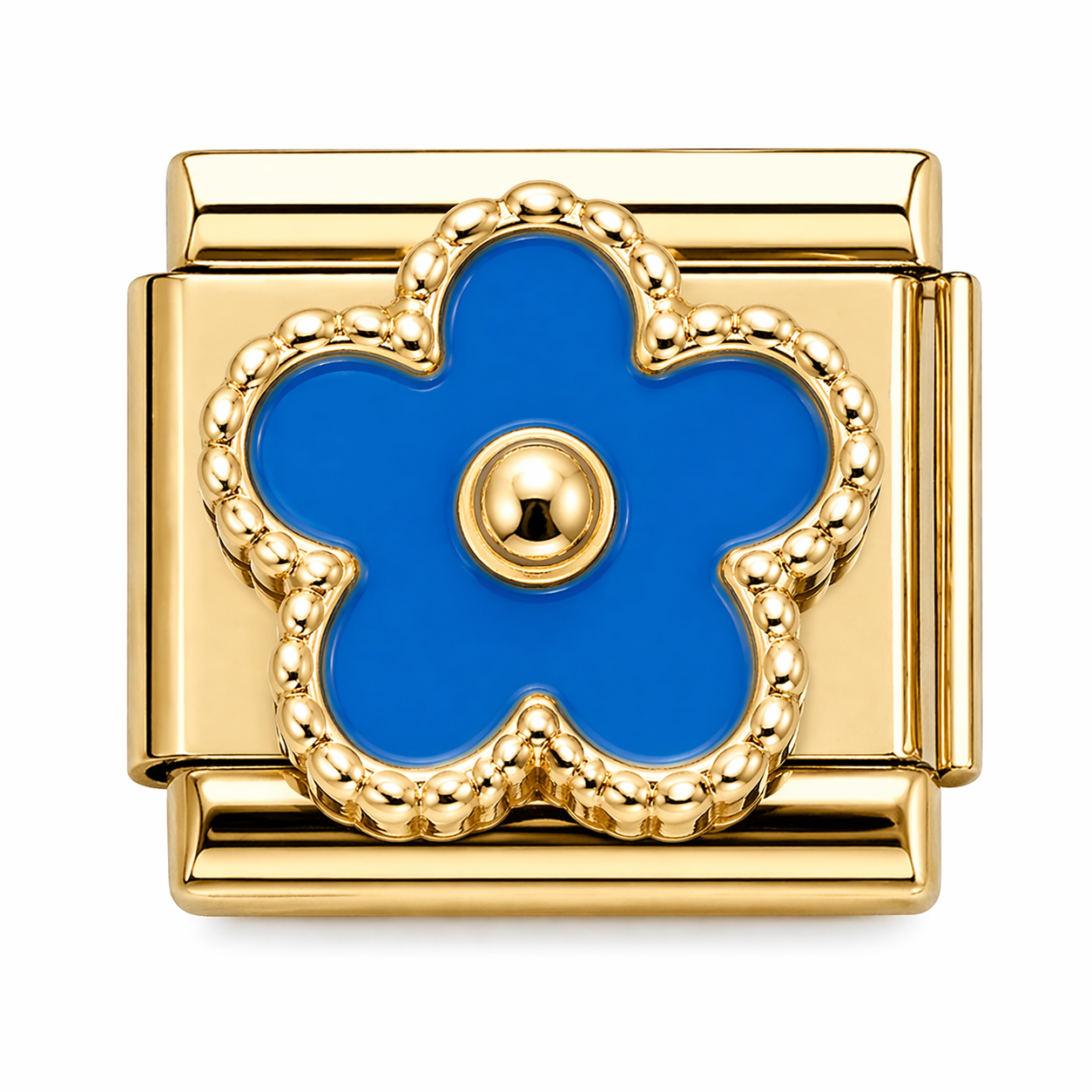 Gold  Blue Bling Flower