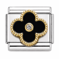 Silver Black Clover with Bling