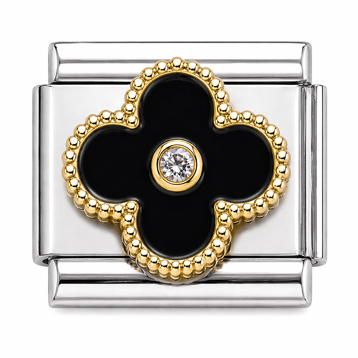 Silver Black Clover with Bling