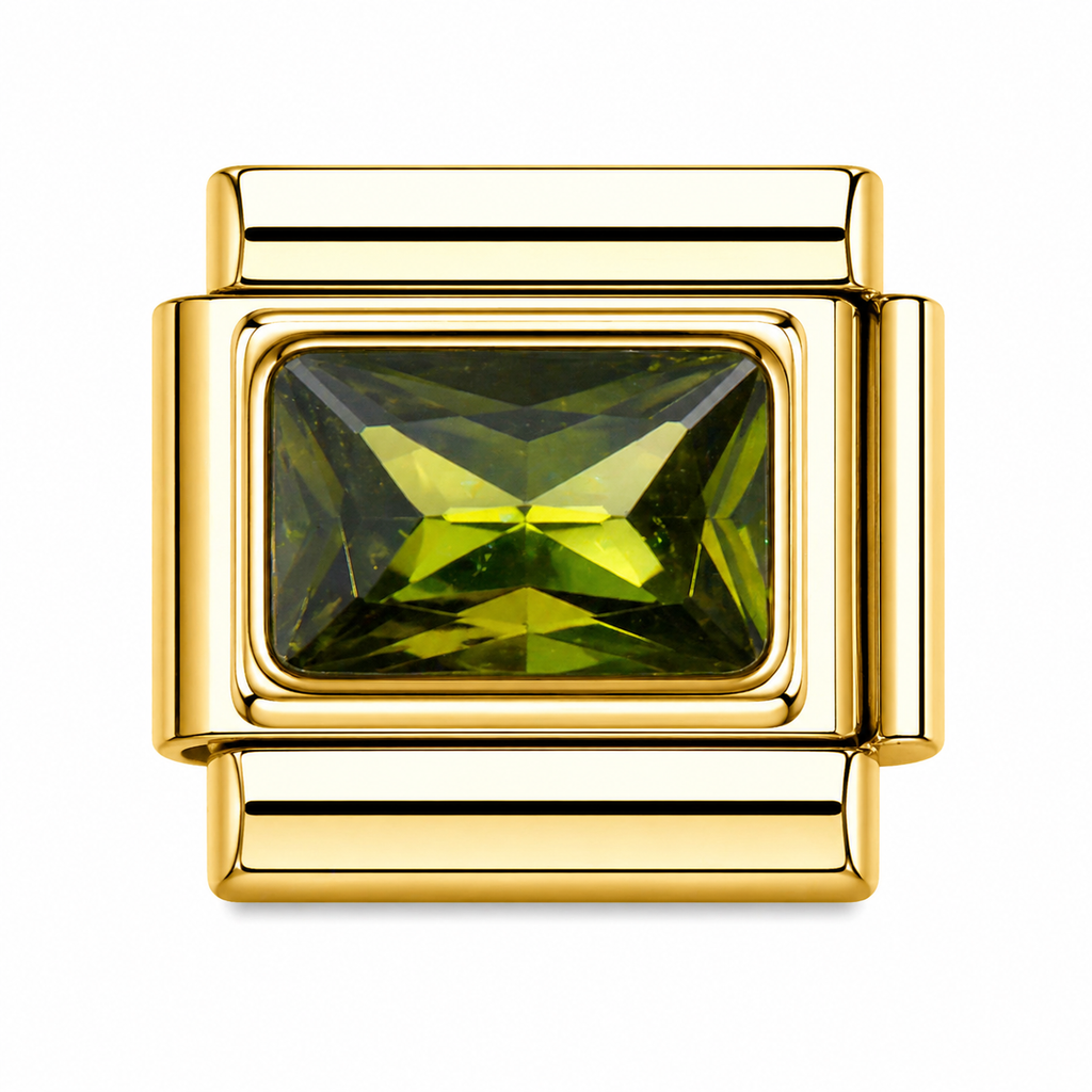Gold Dark Green Rectangle Bling / Stone