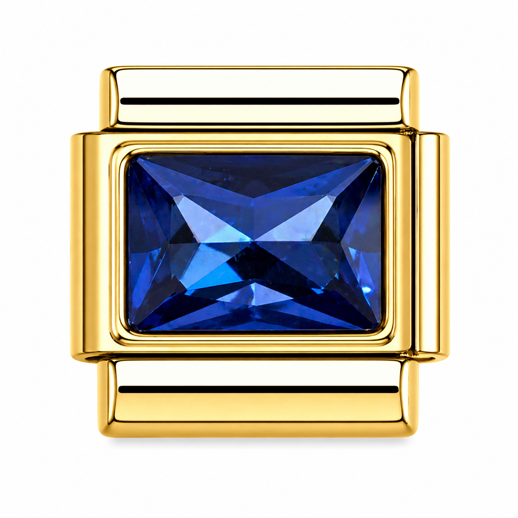 Gold Dark Blue Rectangle Bling / Stone