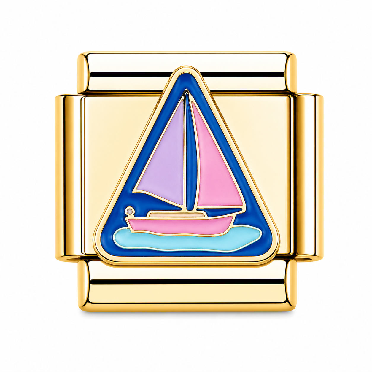Gold Pink and Blue Sailboat