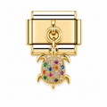 Gold Colorful Bling Turtle Pendant / Dangle