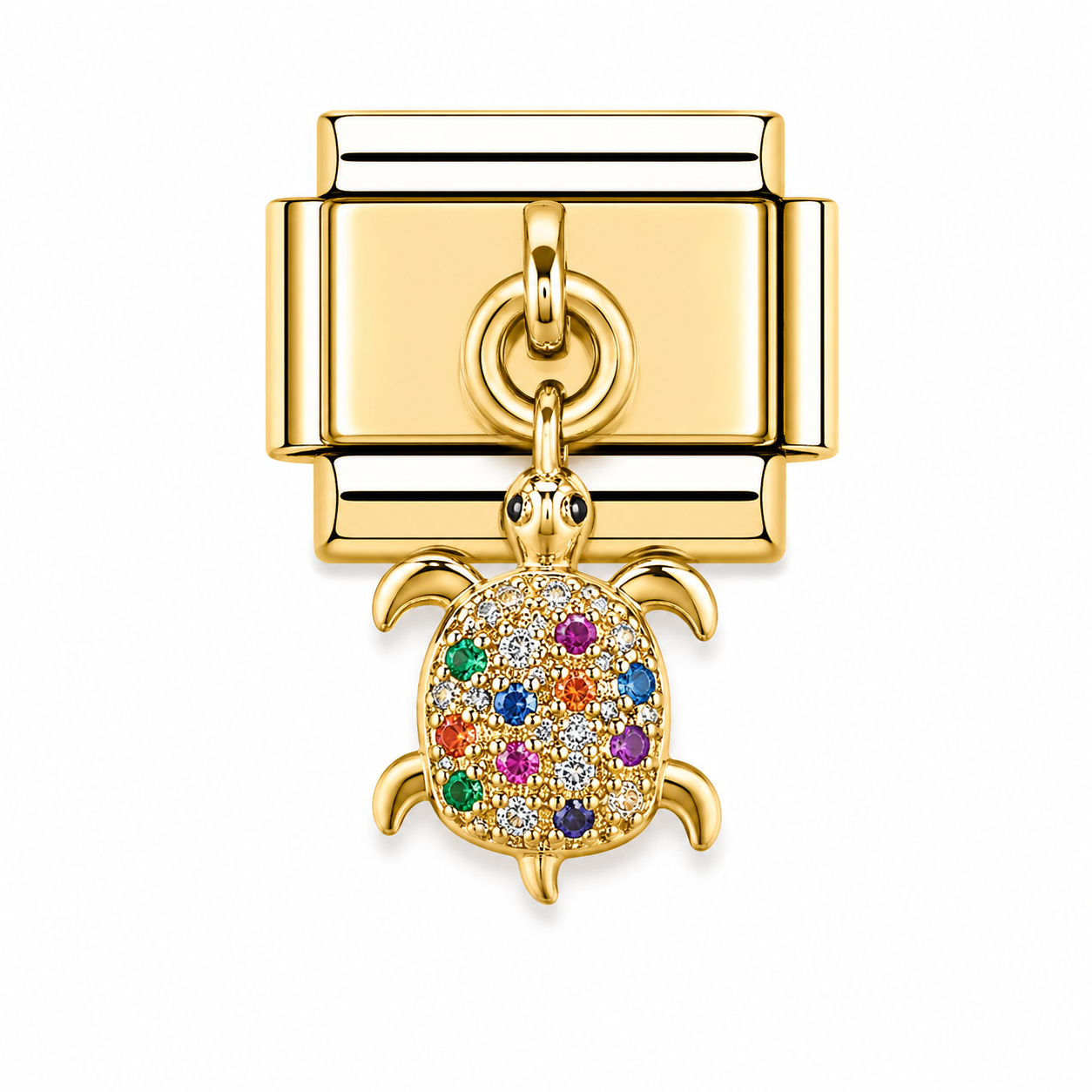 Gold Colorful Bling Turtle Pendant / Dangle