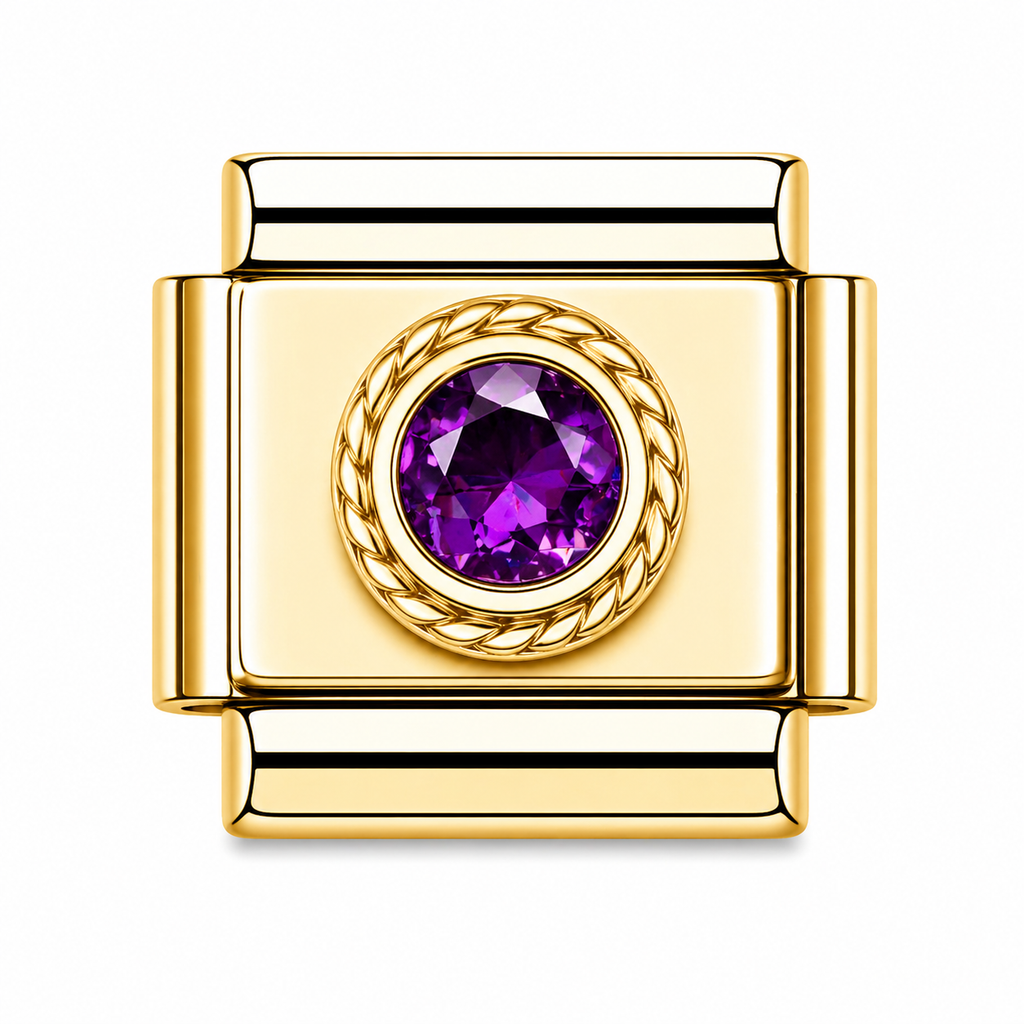 Gold Purple Rectangle Bling / Stone