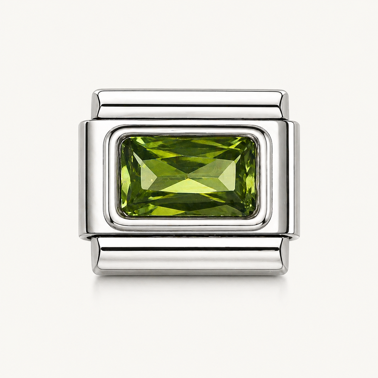 Silver Light Green Bling Rectangle