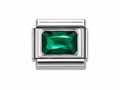 Silver Dark Green Rectangle Bling