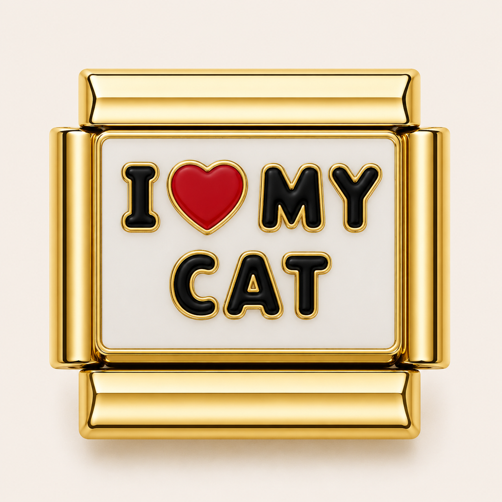 Gold I heart (love) My Cat
