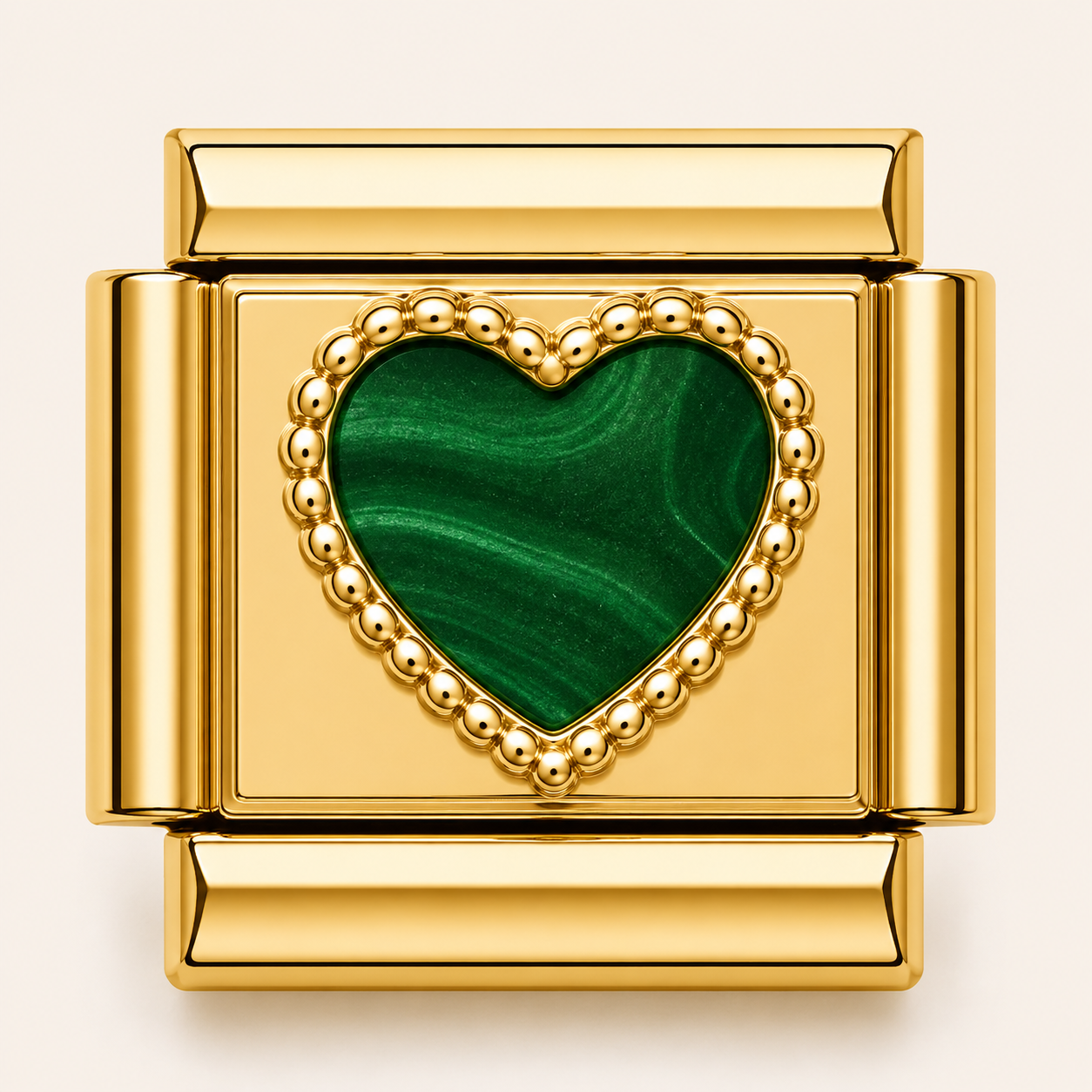 Gold Green (raised) Heart