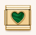 Gold Green (raised) Heart