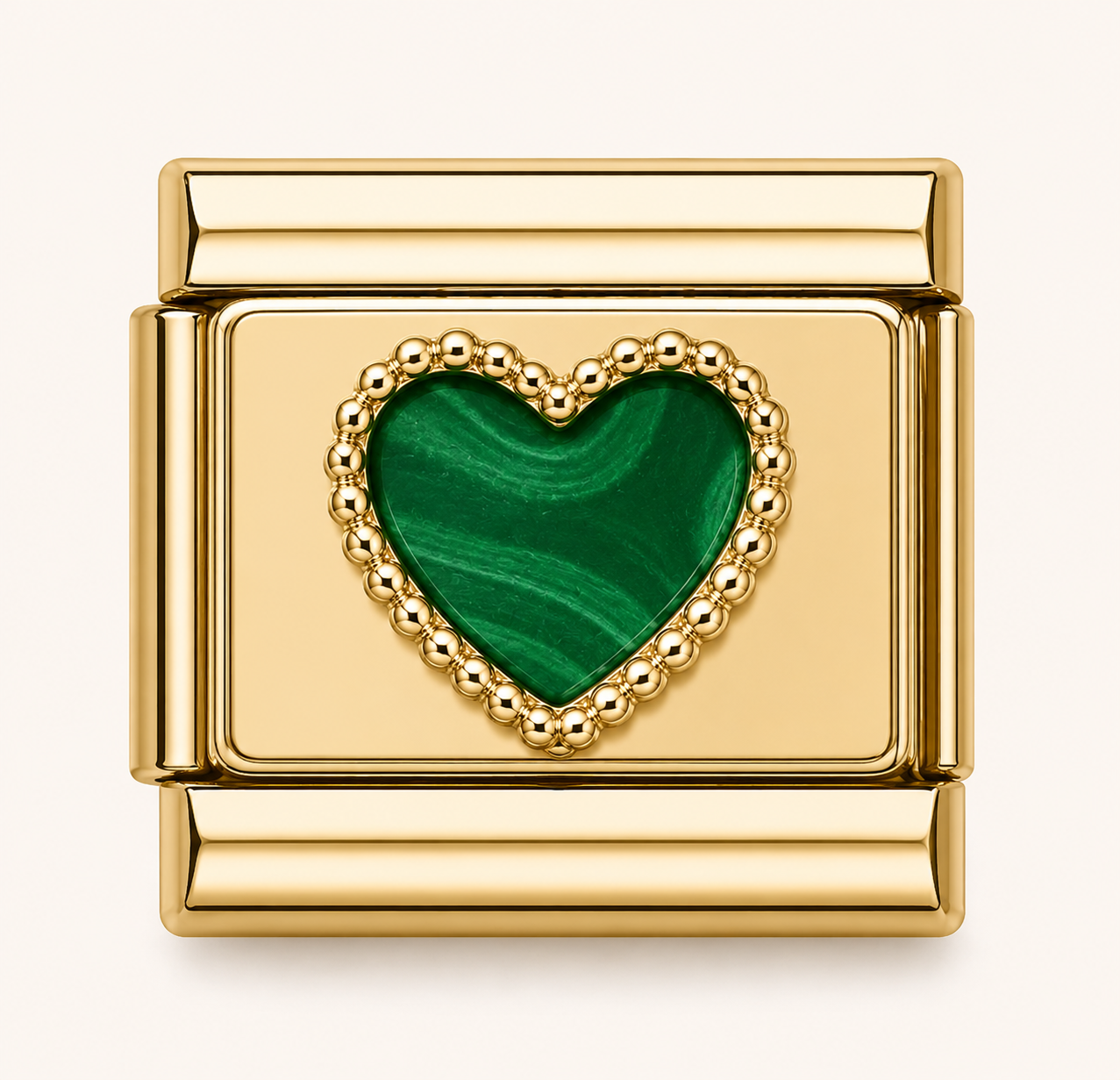Gold Green (raised) Heart