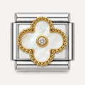 Silver White Clover with Bling