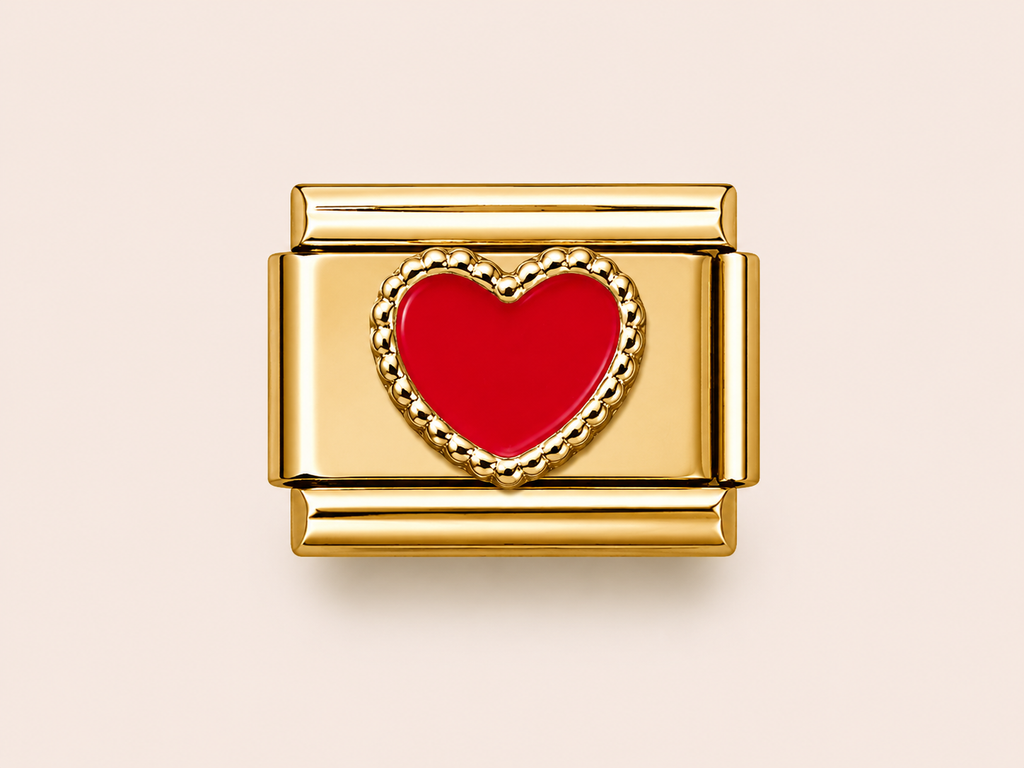 Gold Raised Red Heart