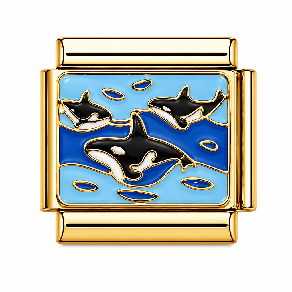 Gold Orca Whales Swimming