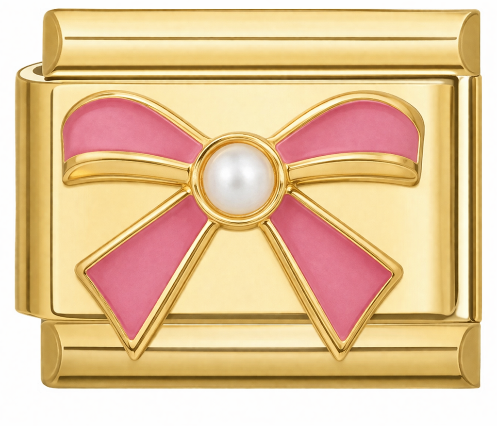 Gold Pink Raised Bow