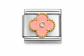 Silver Pink Clover with Bling