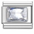 Silver Rectangle Gem Clear