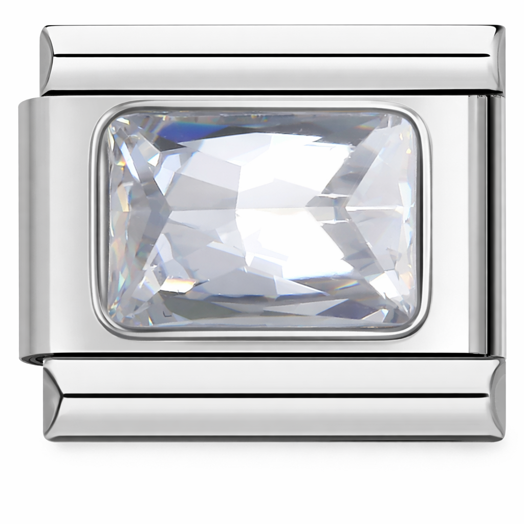 Silver Rectangle Gem Clear