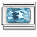 Silver Blue Gem Rectangle