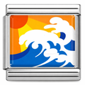 Silver Blue and Orange Wave with Sun