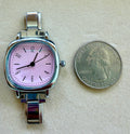 Silver Pink Rounded Square Watch Face